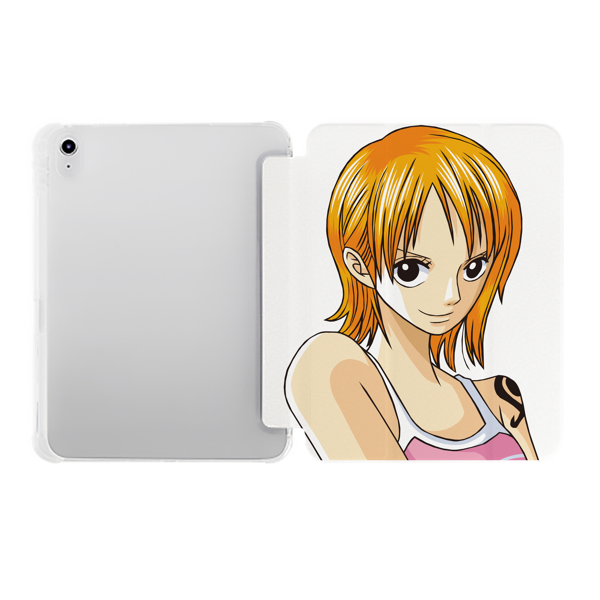 （画像用） ワンピース ナミ ONE PIECE Nami IPad ケース ペン収納付き 三つ折りスタンド PUレザー×シリコン 対応機種9.5/10.5/10.9インチ